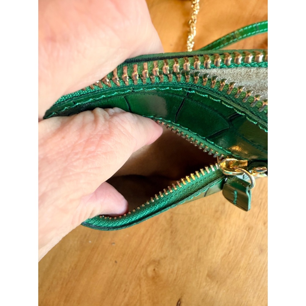 Pratesi Firenze Green Croc Embossed Leather Crossbody Bag Made in Italy - Picture 8 of 13